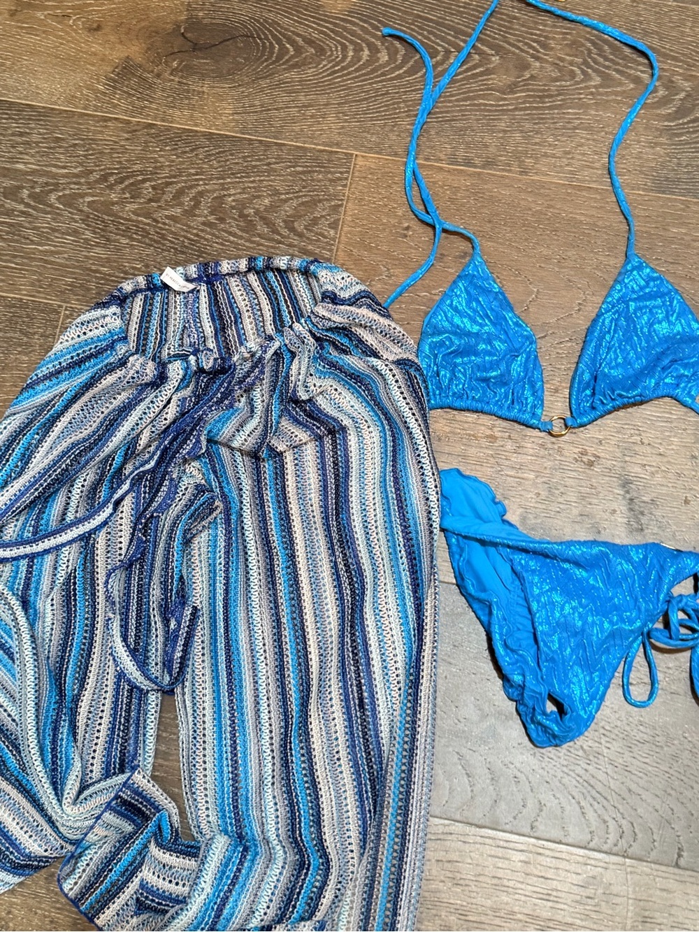 Blue Tie-Side Triangle Bikini Set XS /S